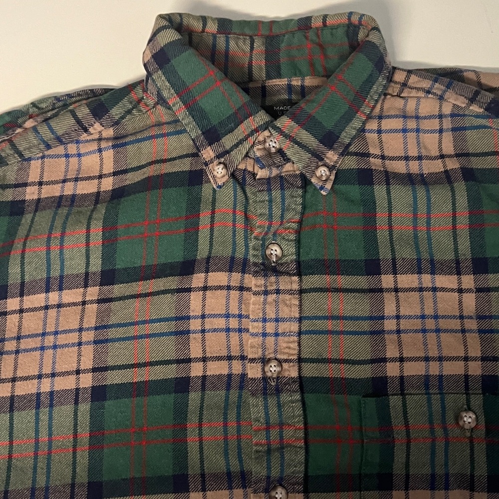 Pendleton Trendy Fall Green Plaid Flannel Shirt - Picture 2 of 9